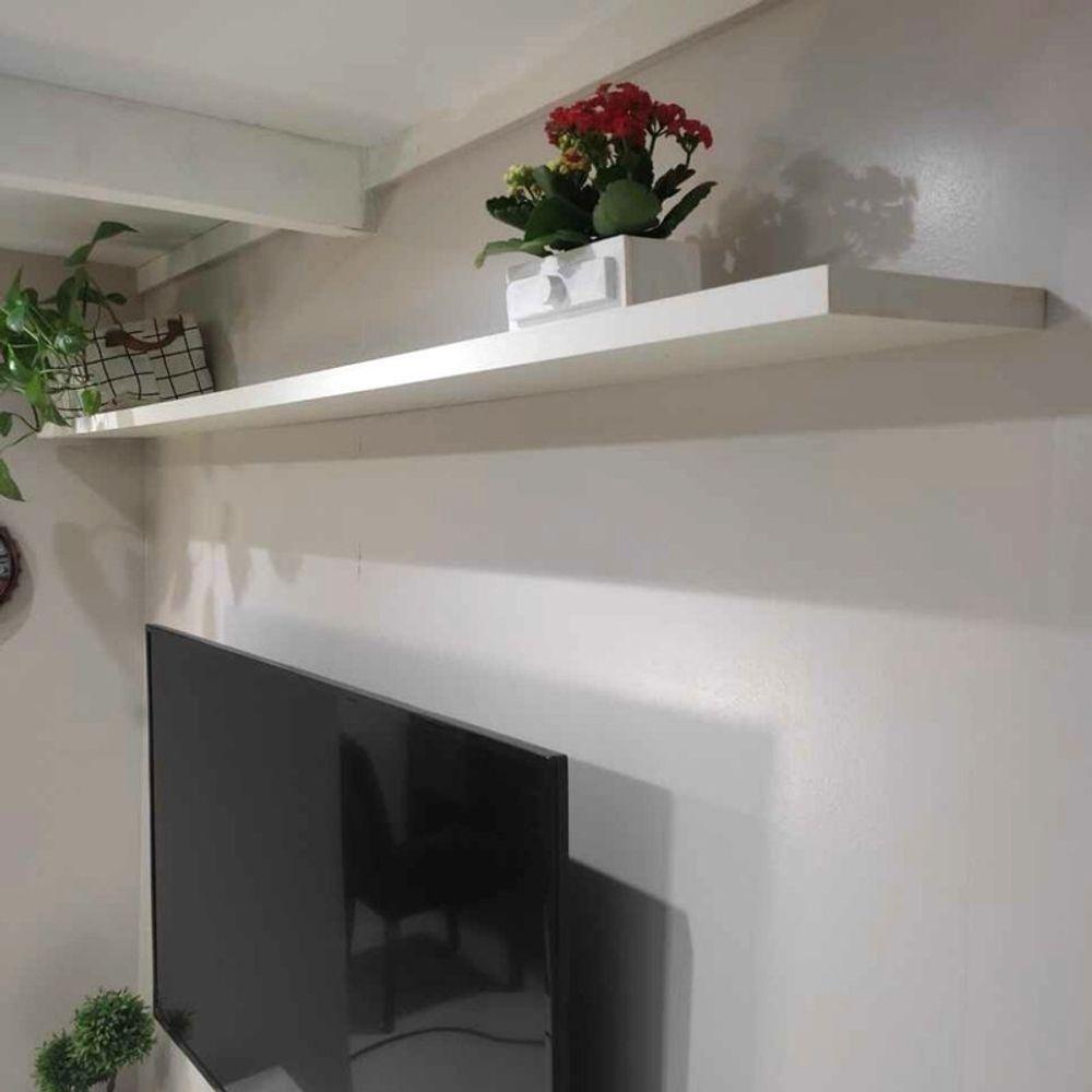 Rack Para Tv Com Prateleira 150cm Retro Mdf Branco Dallas - On Móveis - 9