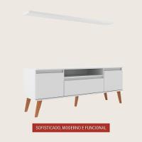 Rack Para Tv Com Prateleira 150cm Retro Mdf Branco Dallas - On Móveis