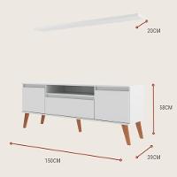 Rack Para Tv Com Prateleira 150cm Retro Mdf Branco Dallas - On Móveis - 5