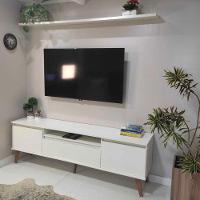 Rack Para Tv Com Prateleira 150cm Retro Mdf Branco Dallas - On Móveis - 10