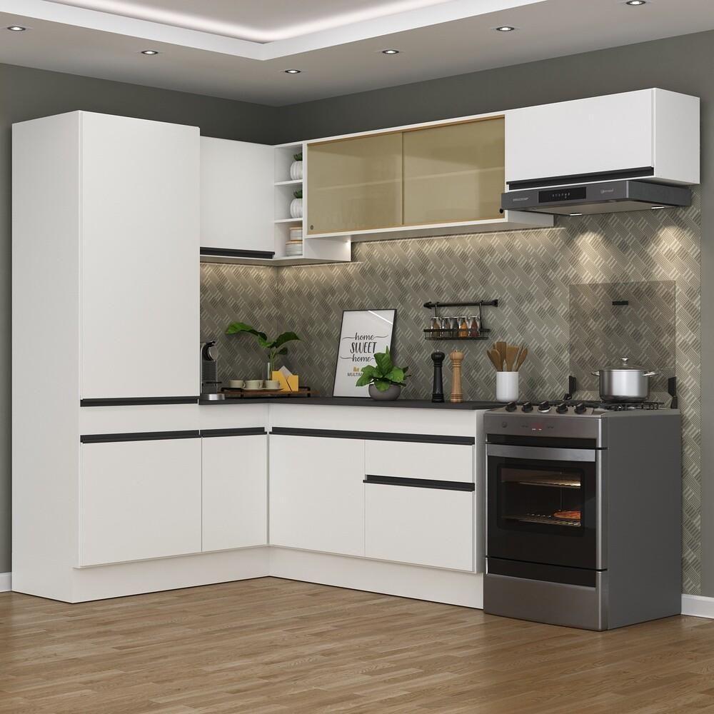 Armário De Cozinha Completa De Canto Branco/preto - 1