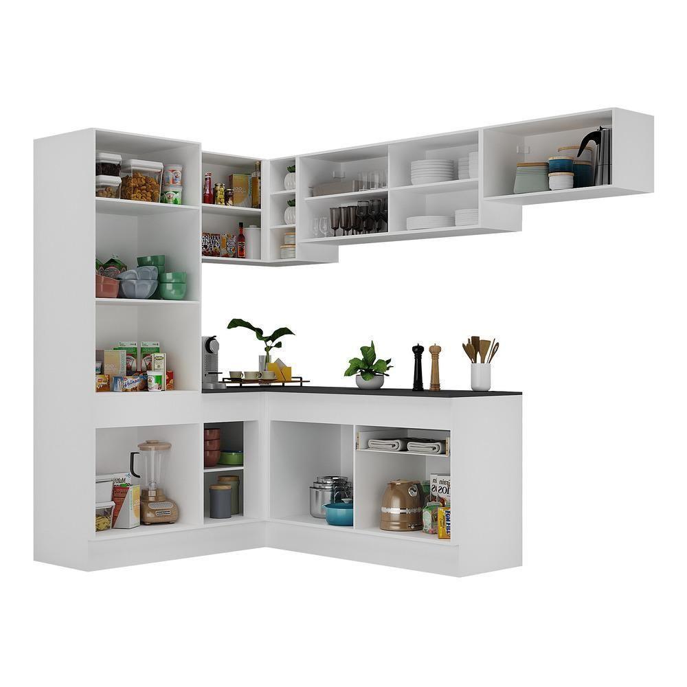 Armário De Cozinha Completa De Canto Branco/preto - 3