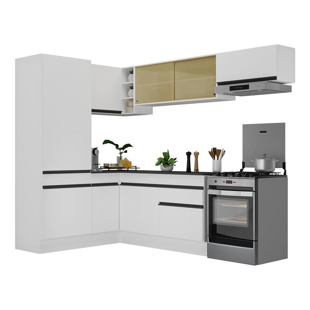 Armário De Cozinha Completa De Canto Branco/preto - 6