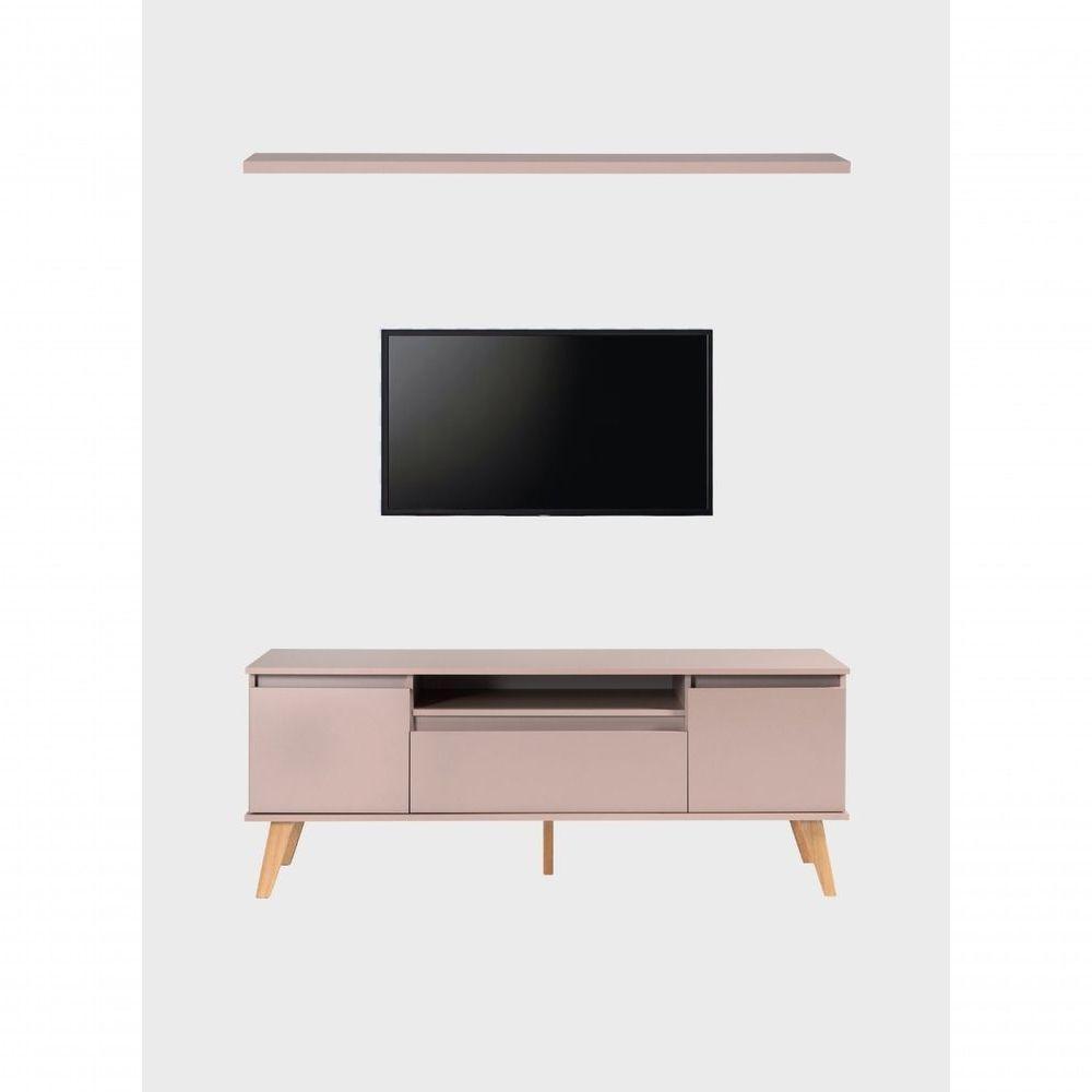 Rack Para Tv Com Prateleira 150cm Retro Mdf Rosa Dallas - On Móveis - 10