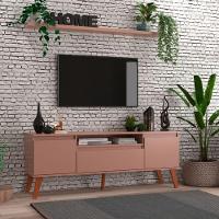 Rack Para Tv Com Prateleira 150cm Retro Mdf Rosa Dallas - On Móveis - 1
