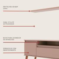 Rack Para Tv Com Prateleira 150cm Retro Mdf Rosa Dallas - On Móveis