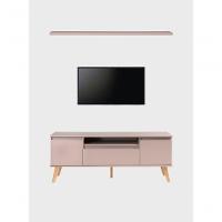 Rack Para Tv Com Prateleira 150cm Retro Mdf Rosa Dallas - On Móveis - 10