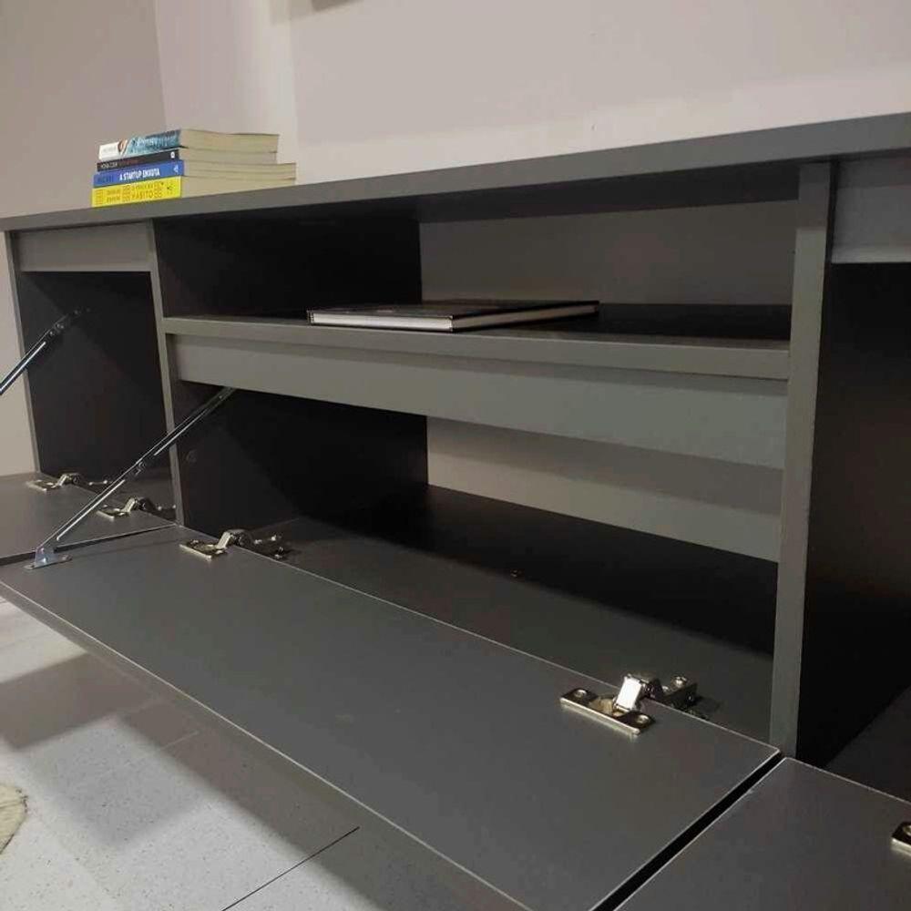 Rack Para Tv Com Prateleira 180cm Retro Mdf Grafite Dallas - On Móveis - 6