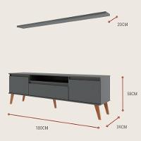 Rack Para Tv Com Prateleira 180cm Retro Mdf Grafite Dallas - On Móveis - 3