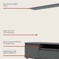 Rack Para Tv Com Prateleira 180cm Retro Mdf Grafite Dallas - On Móveis - 7