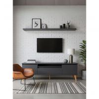 Rack Para Tv Com Prateleira 180cm Retro Mdf Grafite Dallas - On Móveis - 8