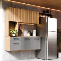 Armário De Cozinha Completo Joana Com 6 Portas E 1 Gaveta Para Cozinha Compacta Ripado Grafite - 1