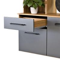 Armário De Cozinha Completo Joana Com 6 Portas E 1 Gaveta Para Cozinha Compacta Ripado Grafite - 3