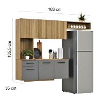 Armário De Cozinha Completo Joana Com 6 Portas E 1 Gaveta Para Cozinha Compacta Ripado Grafite - 5