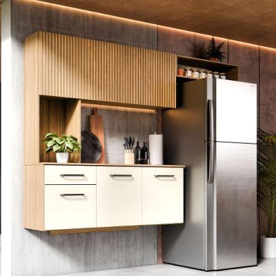 Armário De Cozinha Completo Joana Com 6 Portas E 1 Gaveta Para Cozinha Compacta Ripado Off