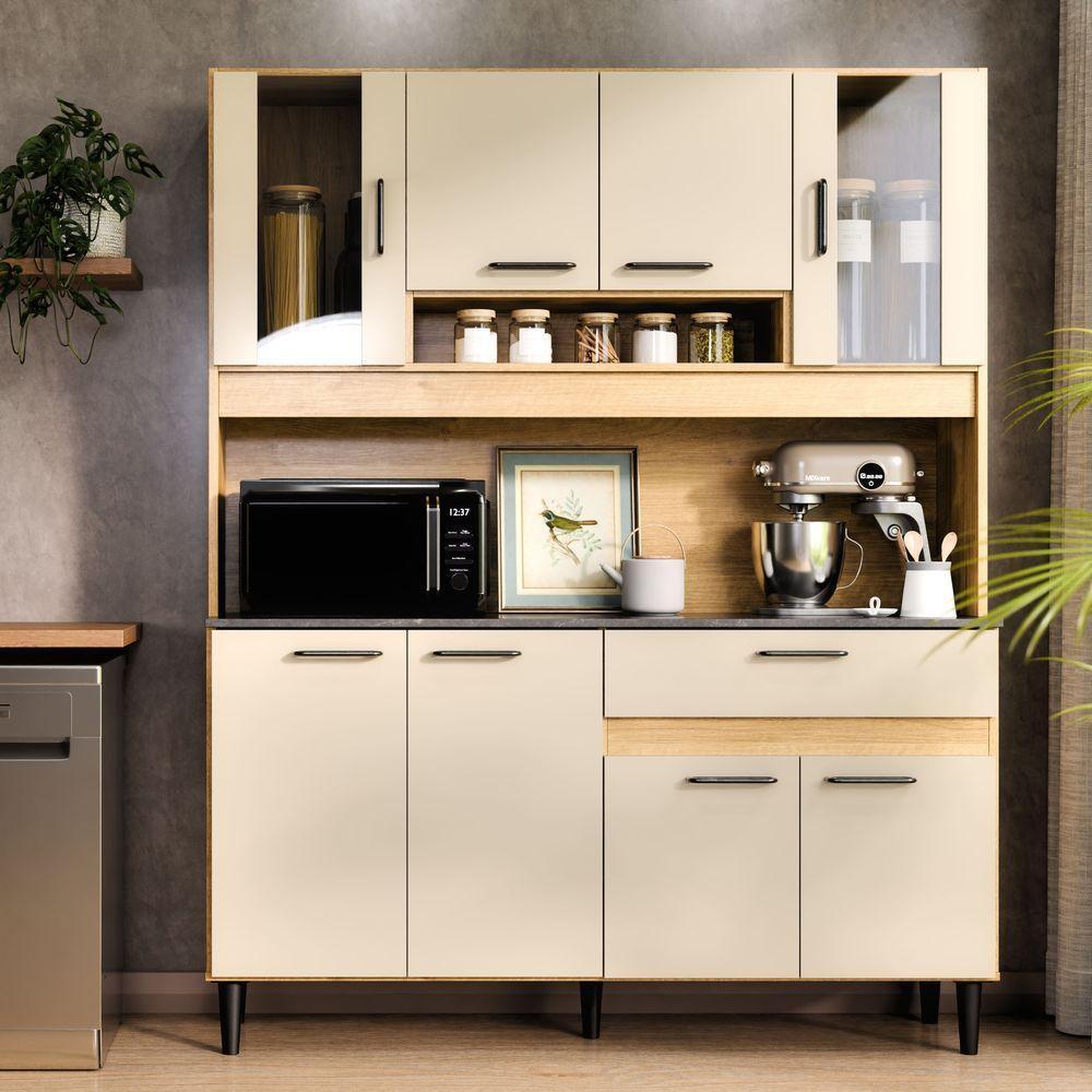 Armário De Cozinha Completa Coral Com 8 Portas E 1 Gaveta Compacto Freijó Off - 2