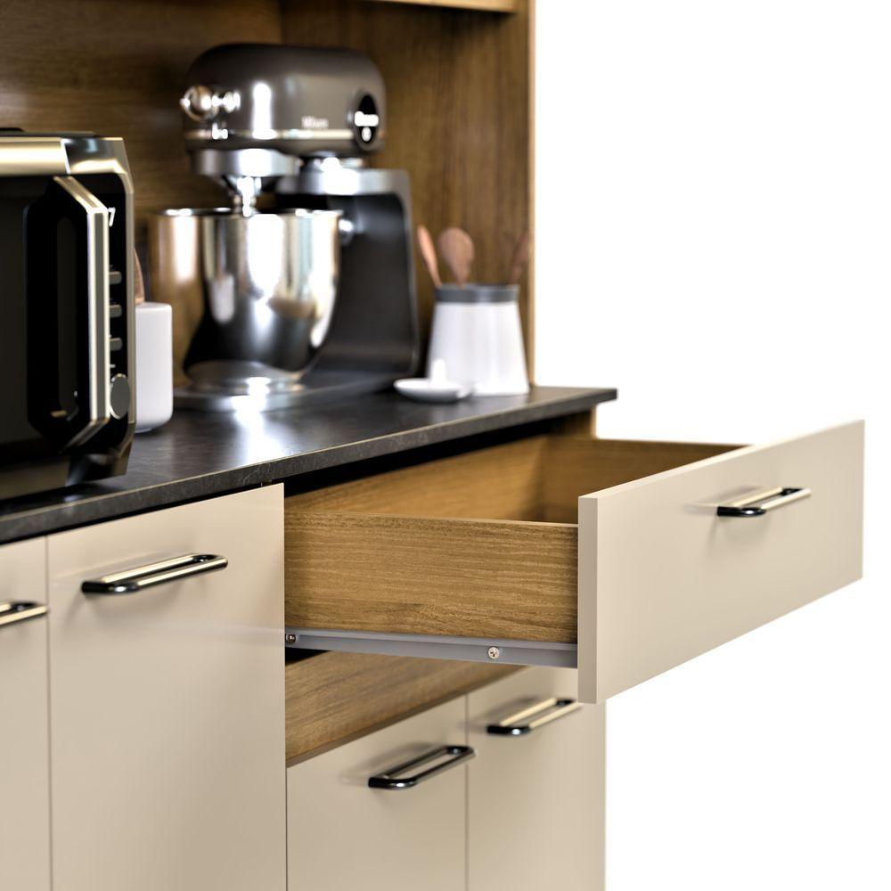Armário De Cozinha Completa Coral Com 8 Portas E 1 Gaveta Compacto Freijó Off - 4