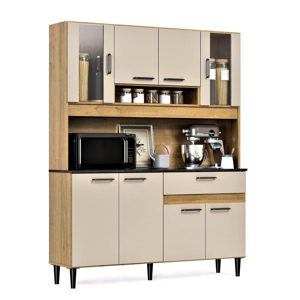 Armário De Cozinha Completa Coral Com 8 Portas E 1 Gaveta Compacto Freijó Off - 5