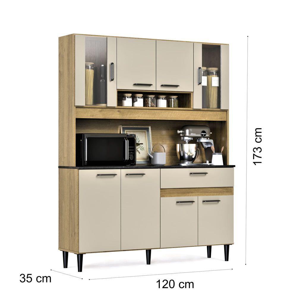 Armário De Cozinha Completa Coral Com 8 Portas E 1 Gaveta Compacto Freijó Off - 6