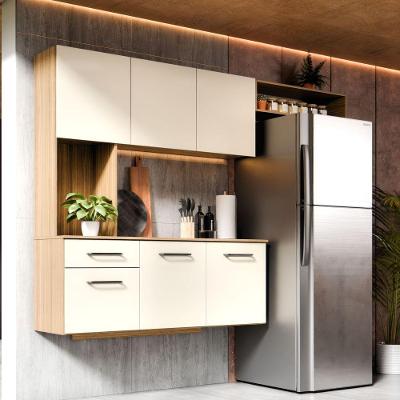 Armário De Cozinha Completo Joana Com 6 Portas E 1 Gaveta Para Cozinha Compacta Freijó Off