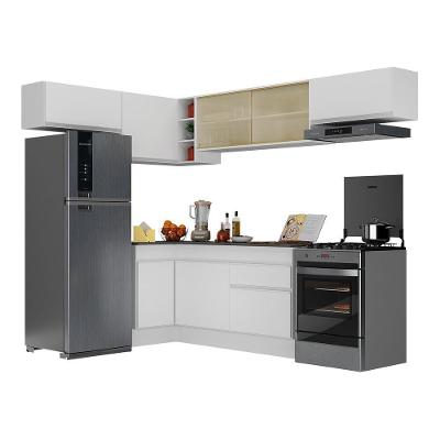 Armário de Cozinha Completa de Canto V2095 8 Portas 1 Gaveta MDP 160cm Preto