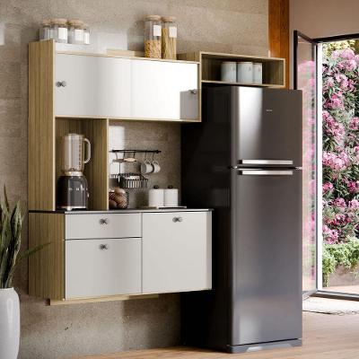 Armário De Cozinha Compacto Com 4 Portas E 1 Gaveta Suspenso Freijó Off