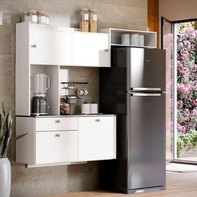 Armário De Cozinha Compacto Com 4 Portas E 1 Gaveta Suspenso Branco