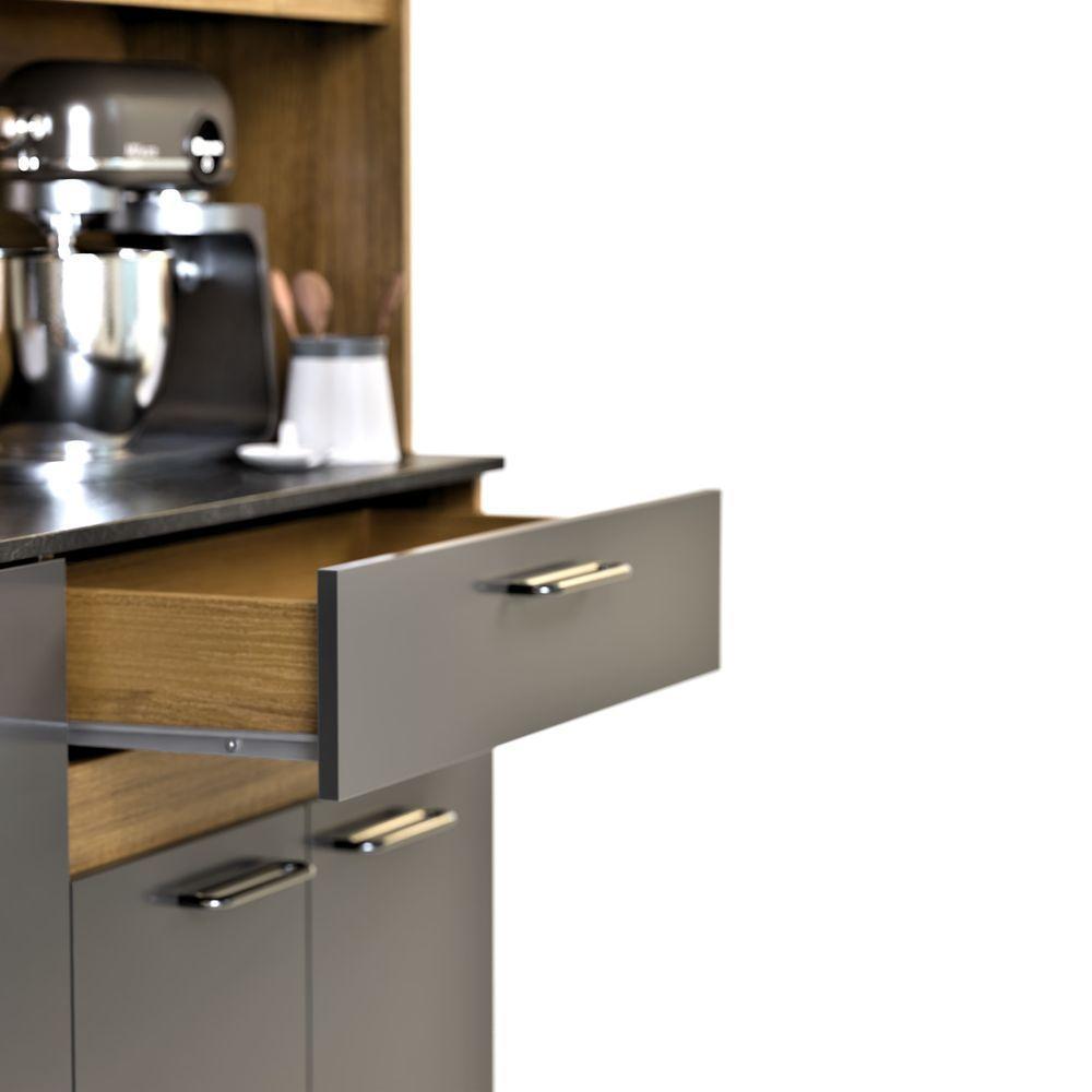 Armário De Cozinha Completa Coral Com 8 Portas E 1 Gaveta Compacto Ripado Grafite - 4