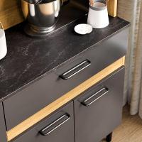 Armário De Cozinha Completa Coral Com 8 Portas E 1 Gaveta Compacto Ripado Grafite - 3