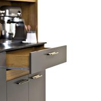 Armário De Cozinha Completa Coral Com 8 Portas E 1 Gaveta Compacto Ripado Grafite