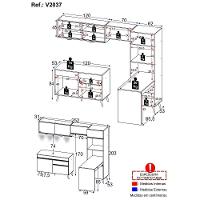 Armário De Cozinha Completa 252cm Com Leds Veneza Up Multimóveis V2037 Preto/dourado Preto/dourado