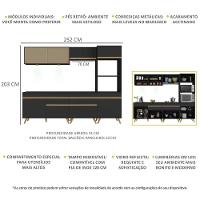 Armário De Cozinha Completa 252cm Com Leds Veneza Up Multimóveis V2037 Preto/dourado Preto/dourado - 5