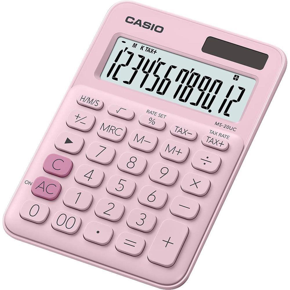 Calculadora De Mesa Casio Ms20uc 12 Dígitos Rosa Claro - 1