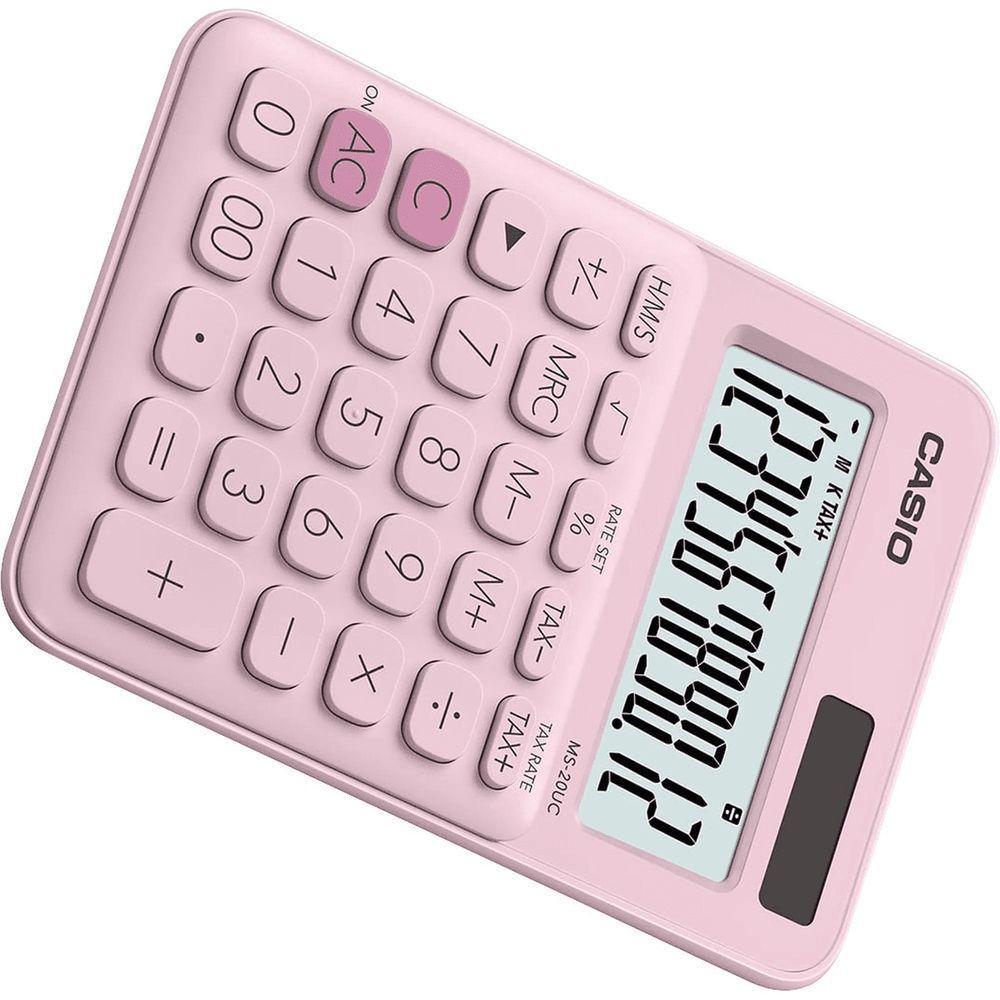 Calculadora De Mesa Casio Ms20uc 12 Dígitos Rosa Claro - 3