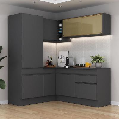 Armário de Cozinha Completa de Canto Mp2088 8 Portas 1 Gaveta MDP 172cm Preto