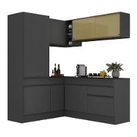 Armário De Cozinha Completa De Canto Com Rodapé Preto - 6