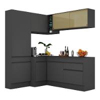 Armário De Cozinha Completa De Canto Com Rodapé Preto - 6