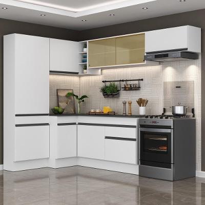 Armário de Cozinha Completa de Canto Mp2087 9 Portas 1 Gaveta MDP Branco Preto