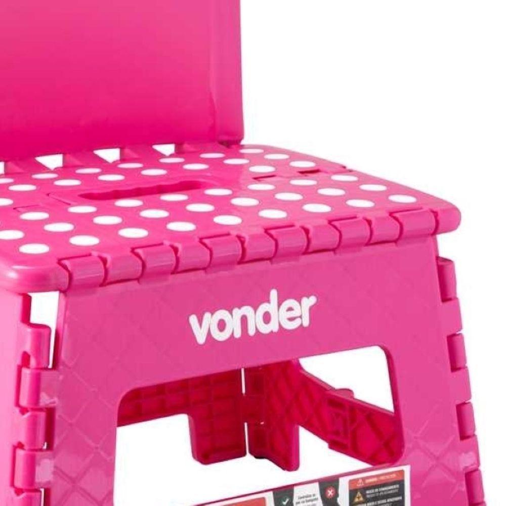 Banqueta Plástica Dobrável Rosa 220mm Com Encosto Vonder - 2