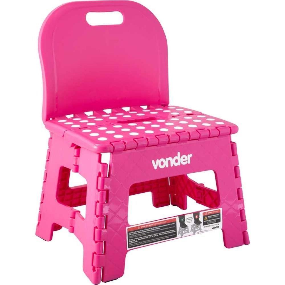 Banqueta Plástica Dobrável Rosa 220mm Com Encosto Vonder - 4