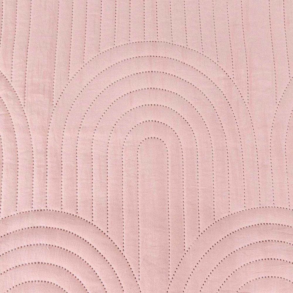 Kit Cobre Leito Colcha Arcos Casal Padrão Dupla Face Matelado 200 Fios 3 Peças Rosa - 4