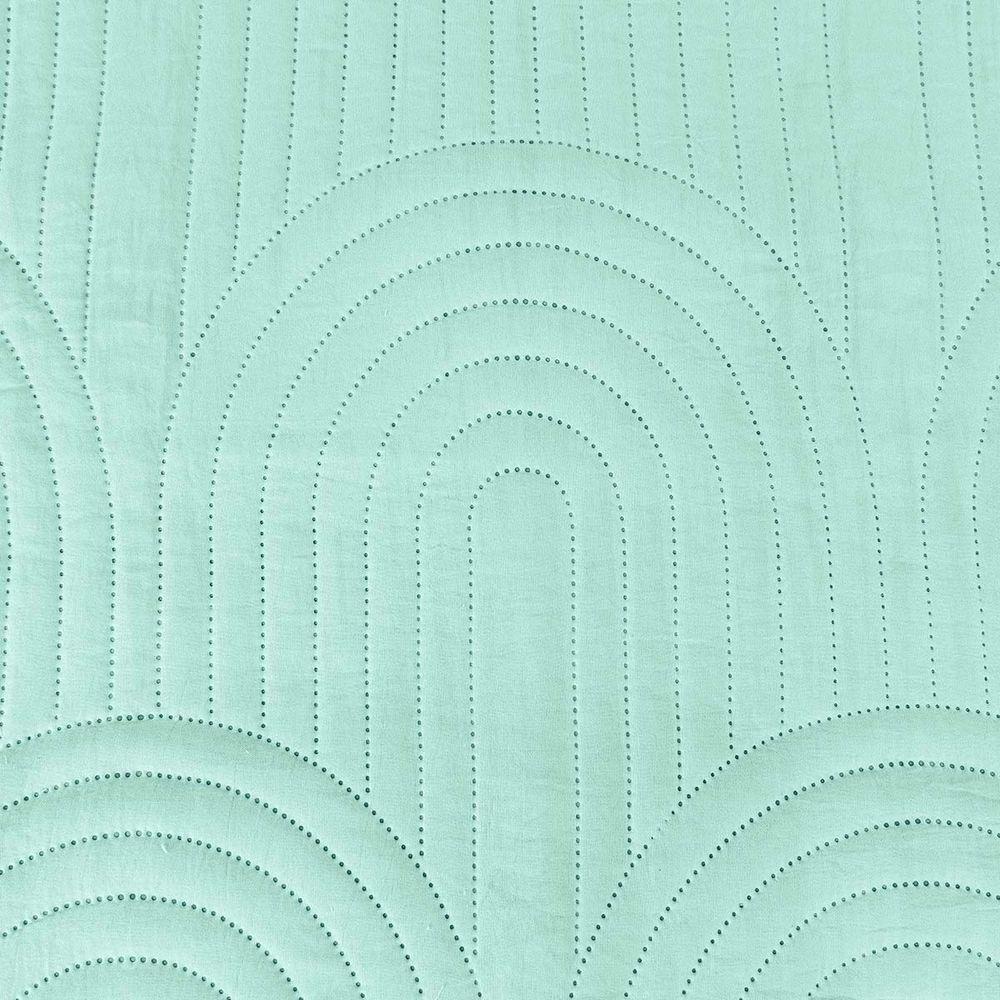 Kit Cobre Leito Colcha Arcos Queen Dupla Face Matelado 200 Fios 3 Peças Verde - 4