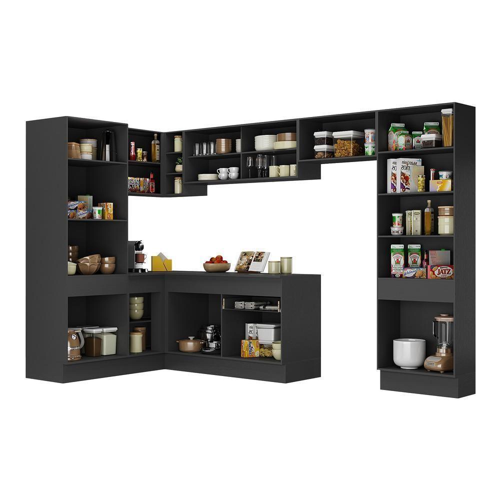 Armário De Cozinha Completa De Canto Com Rodapé Preto - 3