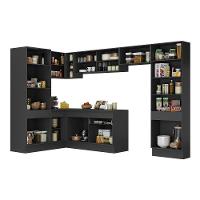 Armário De Cozinha Completa De Canto Com Rodapé Preto - 3