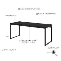 Mesa Kuadra Diretor 180x70x75cm Preto ônix - Est. Preta Preto ônix - Est. Preta
