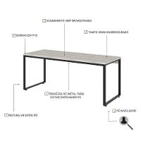 Mesa Kuadra Diretor 180x70x75cm Snow - Est. Preta Snow - Est. Preta