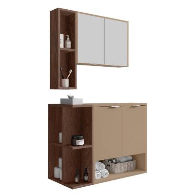 Gabinete Banheiro Ibiza 2 Portas Armario 2 Portas Espelheira Fendi-Carvalho