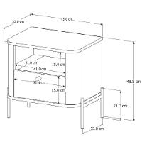 Kit 2 Mesas Cabeceira Quarto Tucupí Slim 1 Gaveta Pés Metal Off White-Nature-Bronze - 4