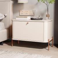 Kit 2 Mesa De Cabeceira Quarto Tucupí 1 Porta E Pés De Metal Off White-Bronze - 2