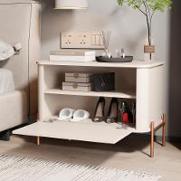 Kit 2 Mesa De Cabeceira Quarto Tucupí 1 Porta E Pés De Metal Off White-Bronze - 3